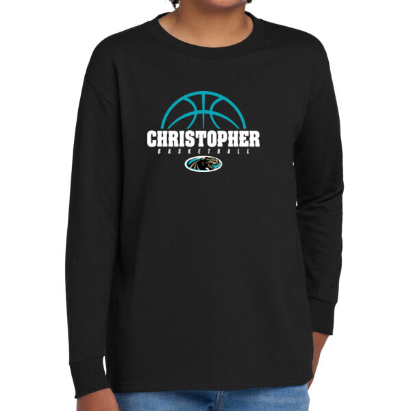 Christopher Boys Basketball Youth Heavy Cotton 100% Cotton Long Sleeve T Shirt Thumbnail